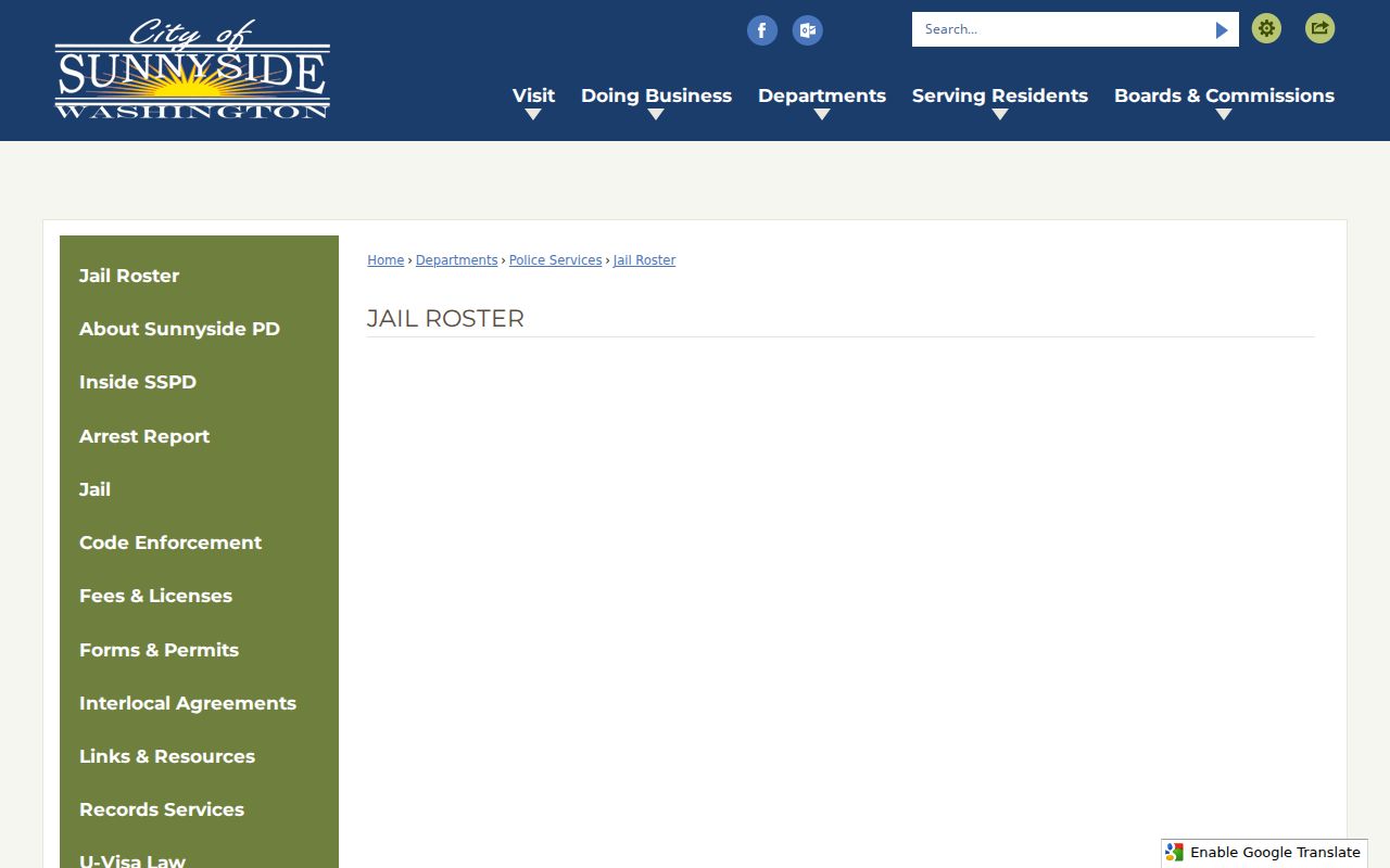 Sunnyside criminal history jail roster and booking records