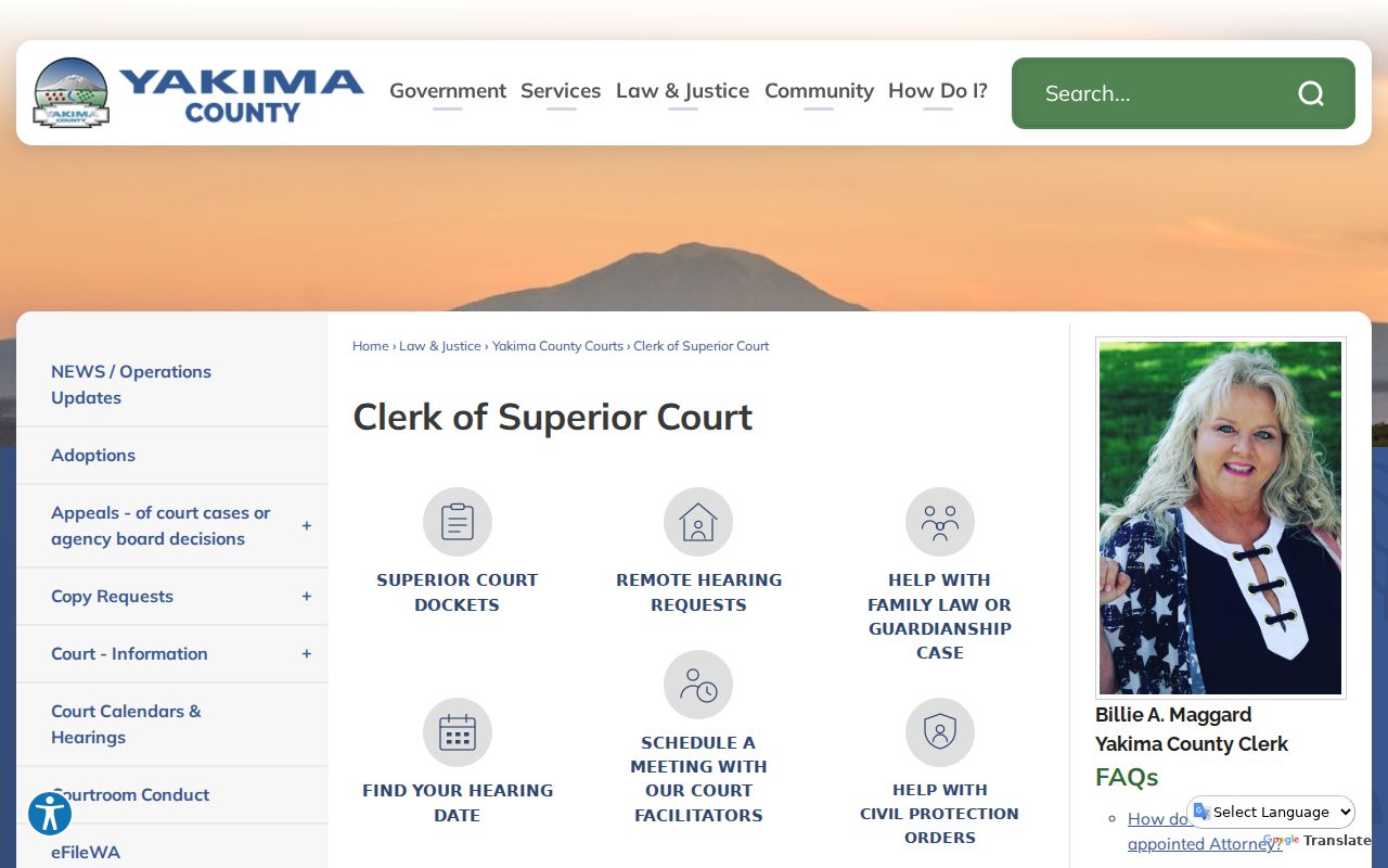 Yakima County Superior Court criminal case clerk