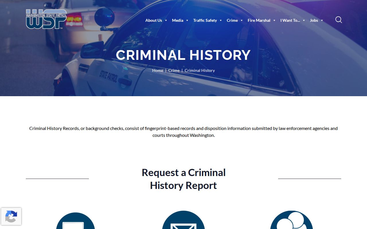 Washington State Patrol criminal history options for Yakima County records