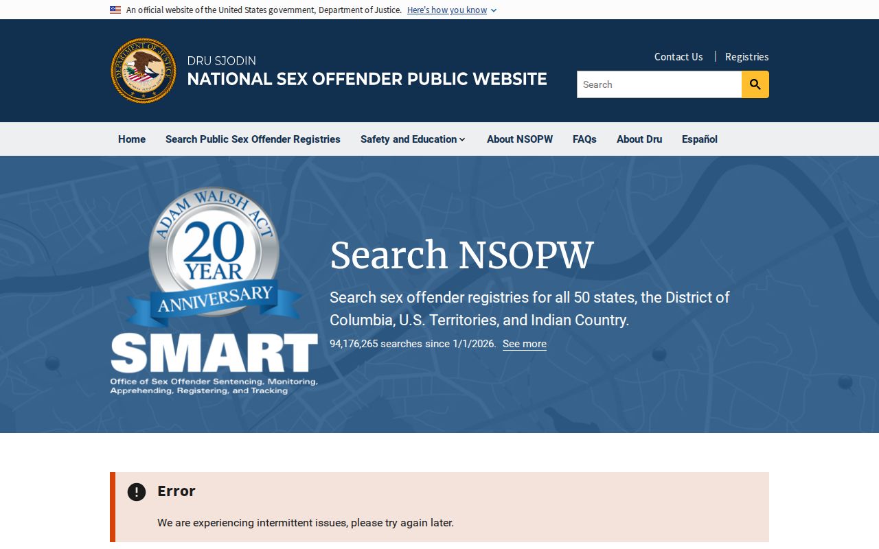 Yakima County sex offender check through the national registry search